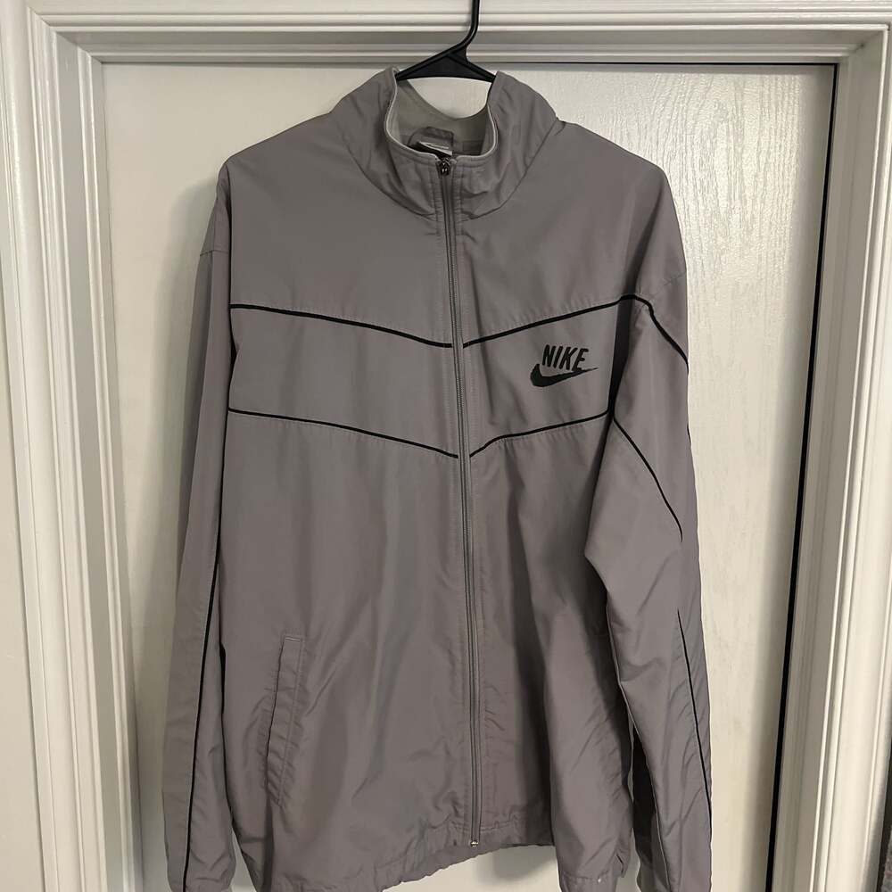 NIKE gray lightweight Full Zip Windbreaker style Jacket men's XL,